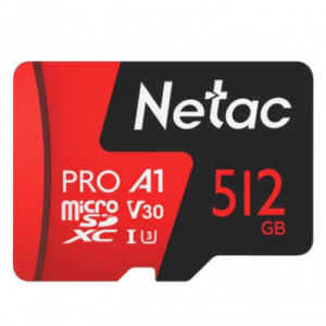 512GB Netac P500 Extreme Pro Micro SD Card TF Card Flash Memory Card MicroSDXC V30/A1/C10 High Speed Up to 100MB/s Retail Pack with SD Adapter